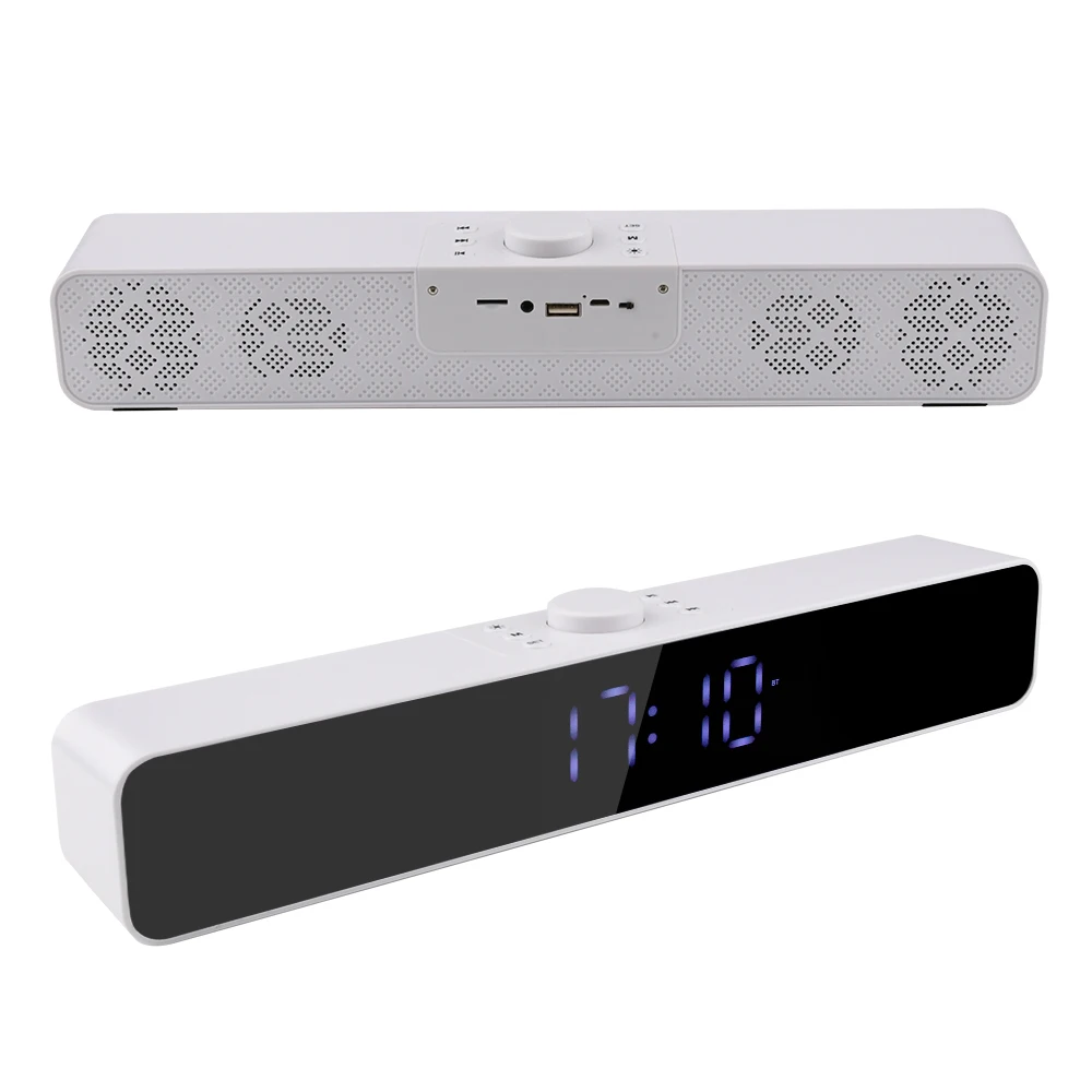 With Led Light Wired Wireless Alarm Clock  Sound Bar Home Theater Surround Sound Bar For Tv Computer