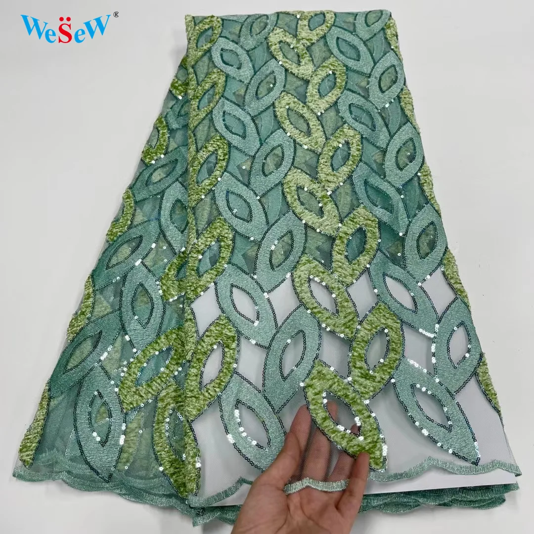 

Популярный узор, африканская бархатная кружевная ткань, сетчатый материал с блестками для домашнего пошива платьев, 5 ярдов, EJYN66