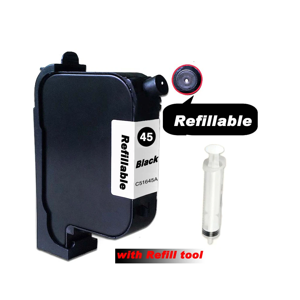 1 шт. черный многоразовый чернильный картридж совместимый для hp45 51645A замена 45