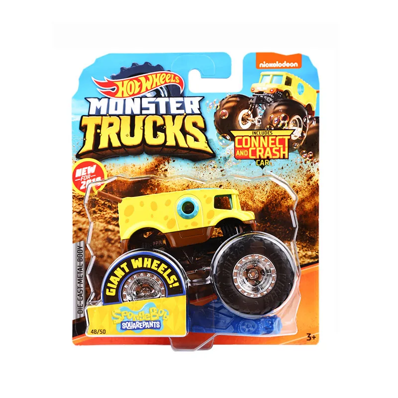 SPONGEBOB Hotwheels 1: 64 автомобиль игрушка монстр грузовики ассортимент металлические автомобили игрушка Lover коллекция FYJ44 Singel посылка для больших шин горячие колеса подарок - Цвет: SPONGEBOB