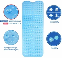 Anti-slip Bath Mat Rectangle PVC Anti-skid Bathroom Mats Soft Massage Suction Cup Anti-Bacterial Shower Bath Mat Foot Floor Mats