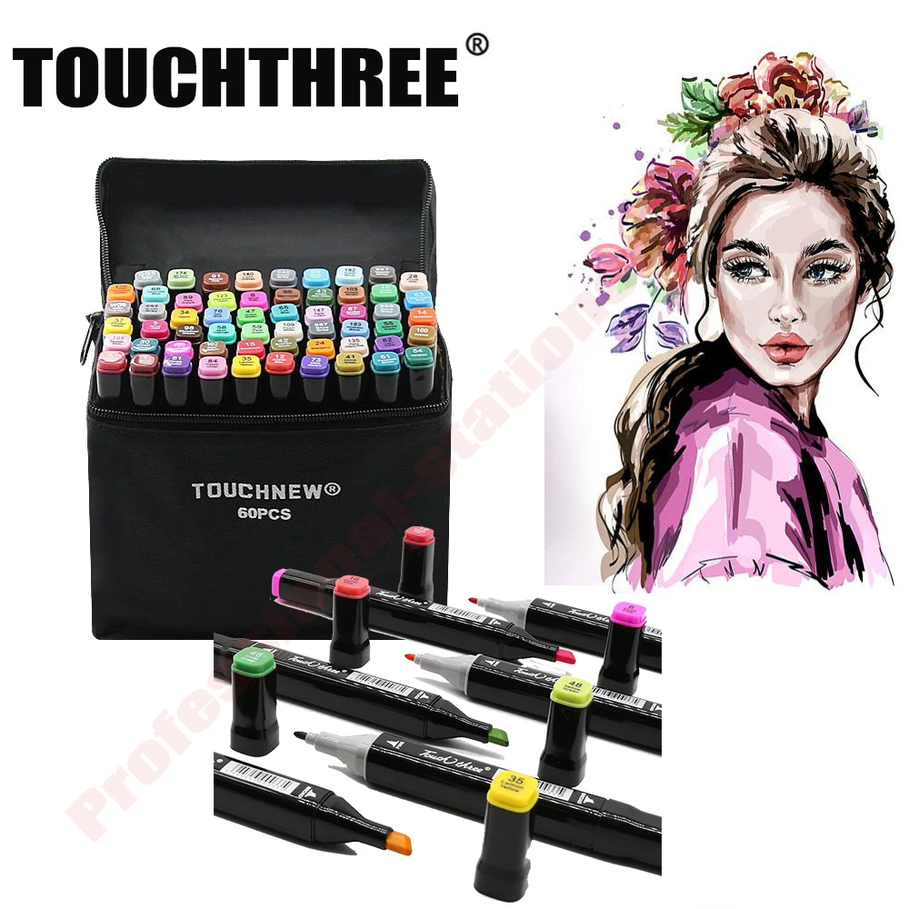 

Touchthree Marker Colors Choose Brush Pen Alcoholic Oily Based ink Art Marker For Manga Dual Headed Sketch Markers