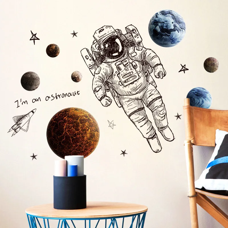 

Astronaut Wall Poster for Bedroom Living Room Decoration Large Wallpapers Self-adhesive Waterproof Wall Stickers