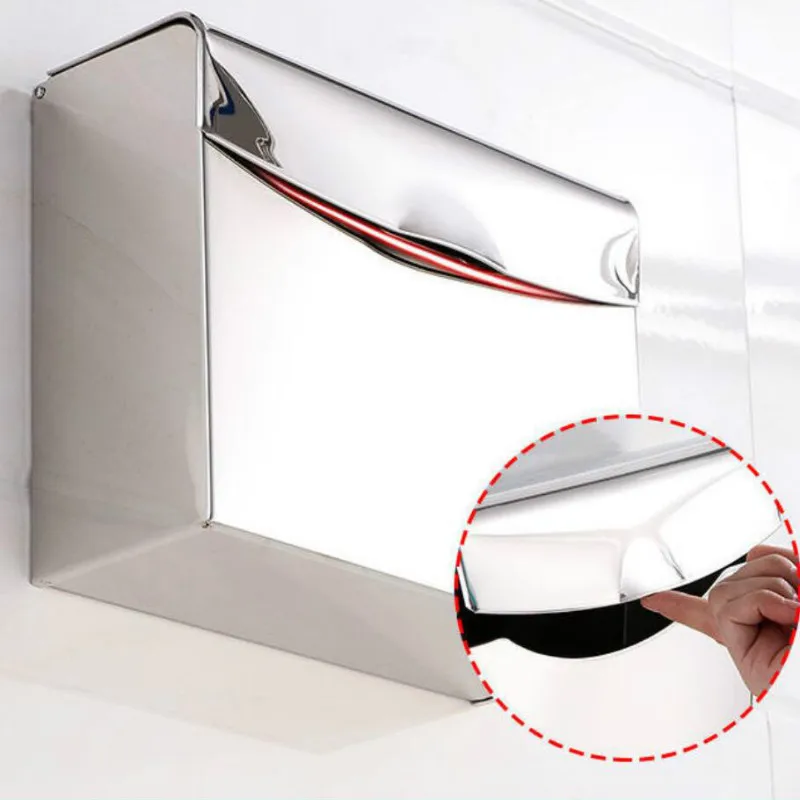 

Punch-free Simple Modern Stainless Steel Draft Paper Box Bathroom Tissue Box Waterproof Wall-mounted Square Paper Box Top G8409