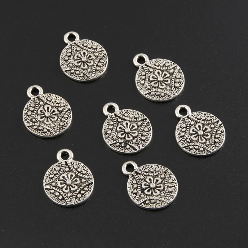 

Круглые Подвески в виде цветка, серебряного цвета, 16,5x13 мм, 50 шт.