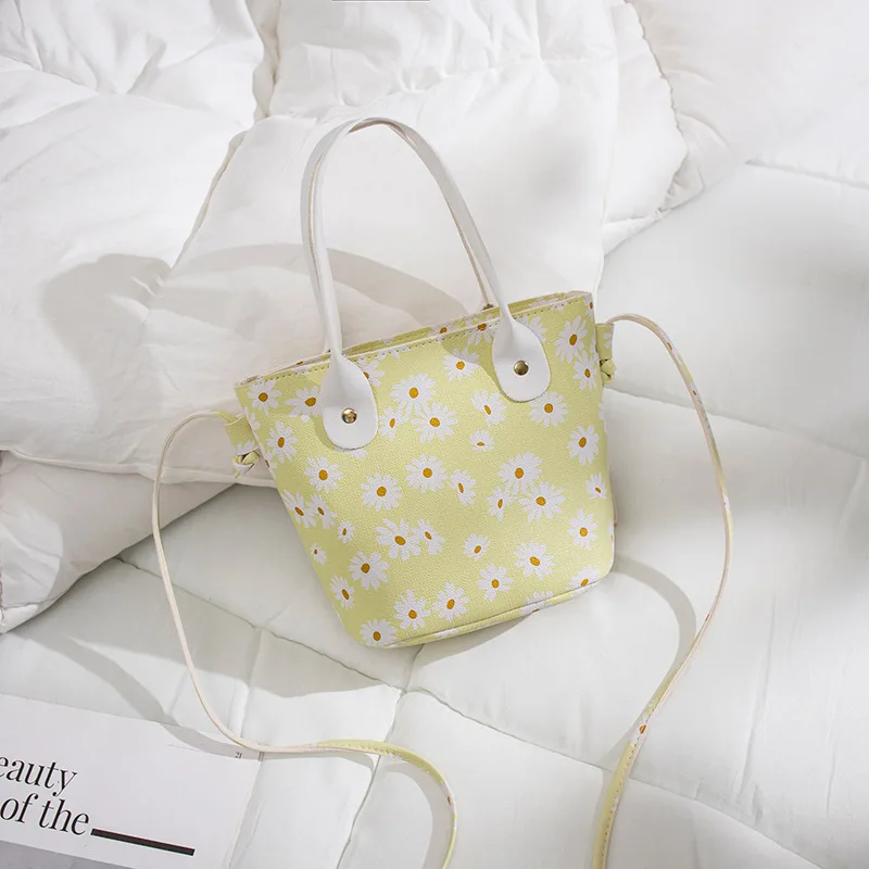 

womens hands bucket 2021 new fashion portable shoulder fresh printing messenger pu women's bag purses