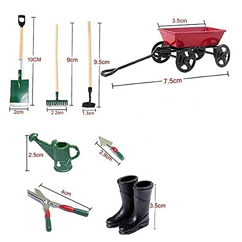 

1: 12 Scale Dollhouse Miniature Garden Tools Set Toys Dollhouse Garden Decoration Accessories