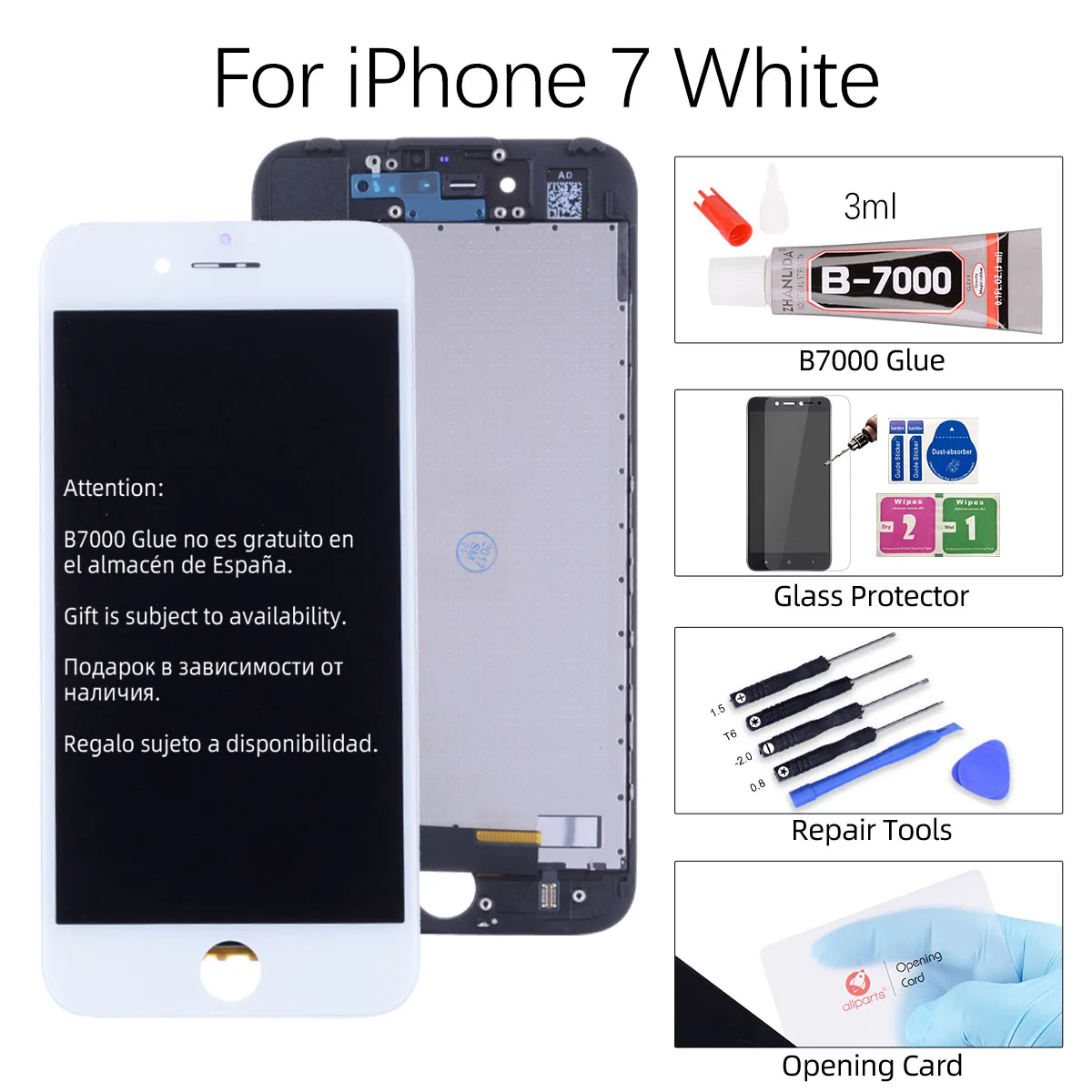 AAA Grade Дисплей для iPhone 7 7plus в сборе с тачскрином на рамке черный белый - Цвет: White 7