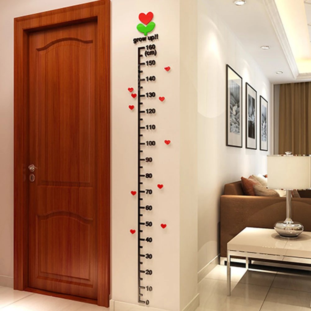 Новые измерения высоты стикеры Настенные акриловые дерево Sprouts сердце Ростомер