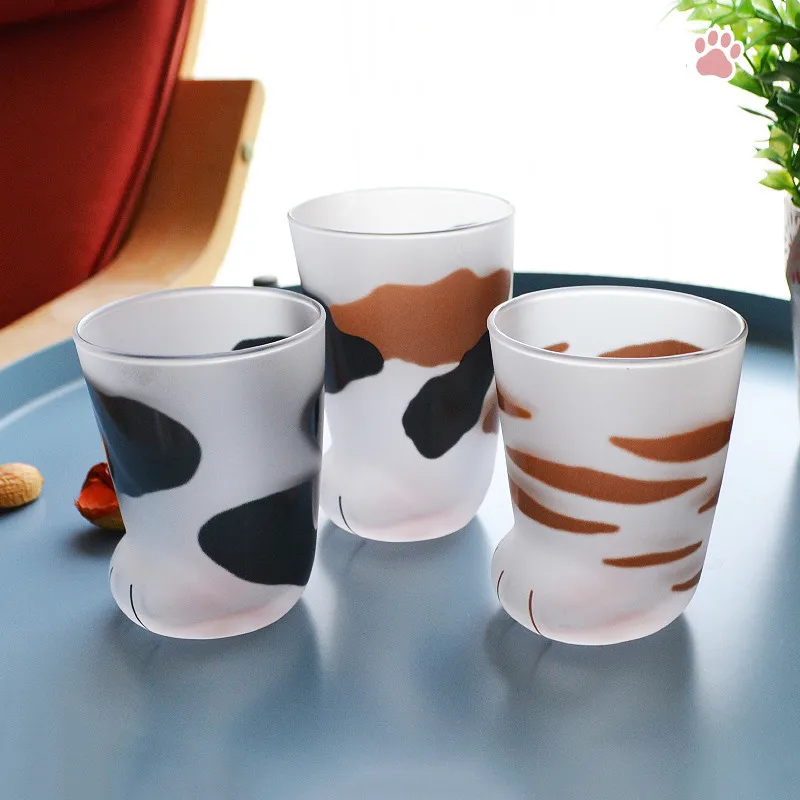Милые стеклянные кружки с кошачьими лапами креативные стаканы для питья