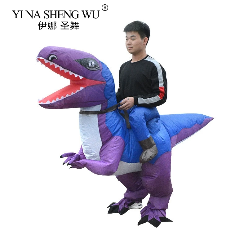 

Взрослый надувной костюм динозавра Велоцираптора, костюмы наездника Пурим, карнавальные вечерние костюмы на Хэллоуин для мужчин и женщин