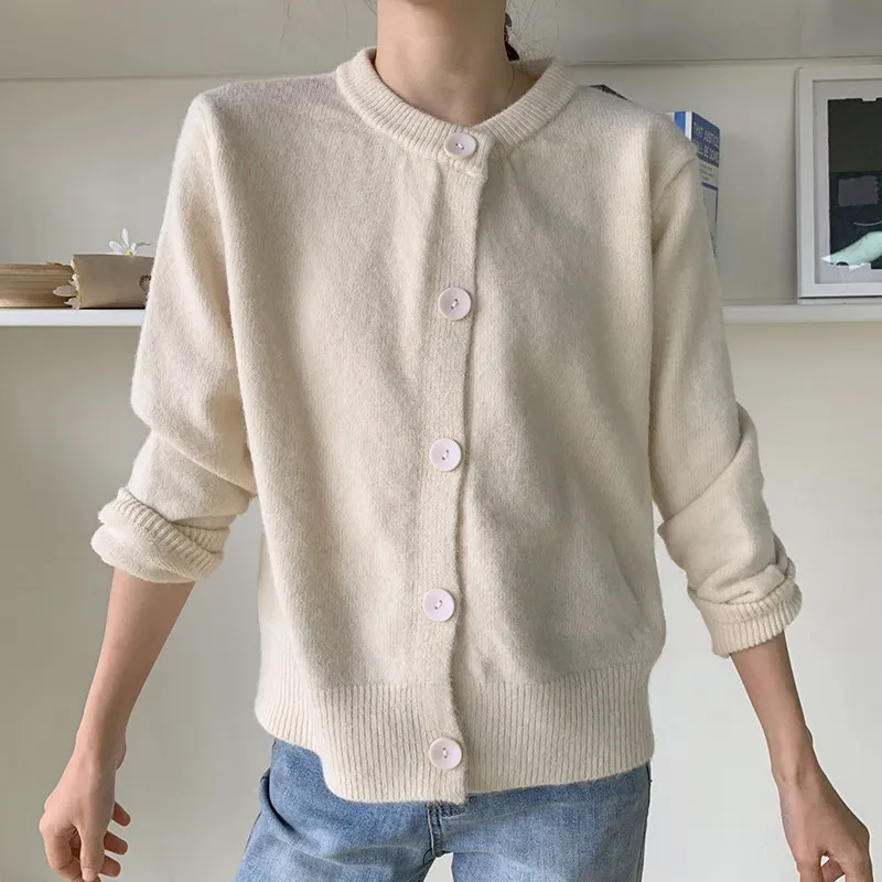 

New Autumn Winter Soft Casual Single-breasted Women Sweater Cardigan Korean O-neck Female Knitted Open Stitch Tops Pull Femme