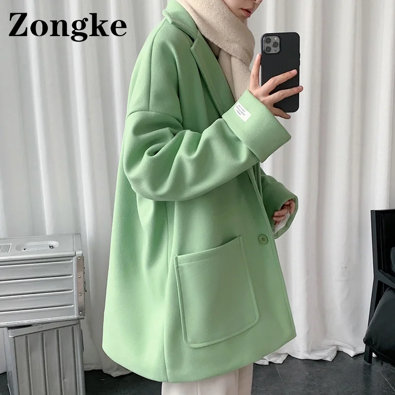 

Zongke однотонная шерстяная куртка для мужчин, длинное пальто, зимняя куртка, Мужская одежда, зимнее Мужское пальто, шерстяное Женское пальто, ...