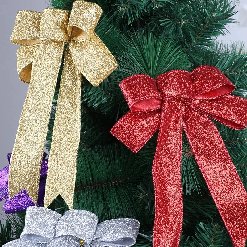

Christmas Tree Bows Ribbon Bows Bowknot Christmas Tree Ornaments for Christmas Tree Wreath Window Holiday Indoor Outdoor Decorat