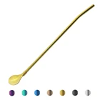 Многоцветная соломенная ложка из нержавеющей стали 1810, многоразовая длинная ложка для кофе, коктейля, кофе, перемешивания, металлическая ложка для питья