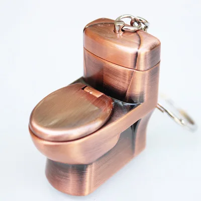 Creative Compact Toilet Gas Lighter KeyChain Butane Smoke Inflated bowl Key Chain Bar Metal Funny Toys | Дом и сад