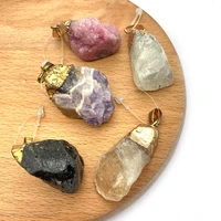 2pcspack natural stone crystal pendants irregular shape 5 colors for choice 17x41 25x36mm size diy for making necklace earrings