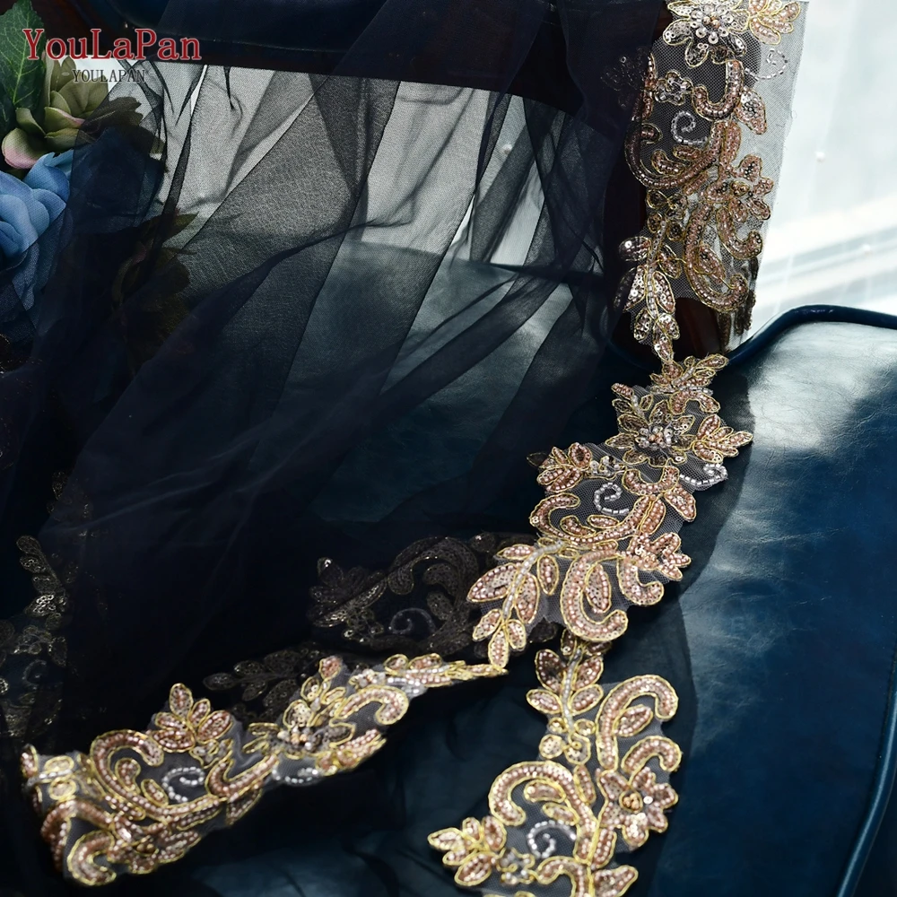 

YouLaPan V72 Black Wedding Veils with Comb Bridal Gown with Veil Real Photo Handmade Bead Edge Veil Cathedral Veil Married Veil