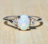 2021 new trend fashion high end jewelry opal embed dove egg shape couple lovers rings for women gift wedding wholesale