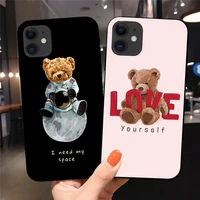 funny cute cartoon teddy bear phone case iphone 12 13 11 pro max mini x xr xs max 6 7 8 plus se 2020 luxury silicone cover capa