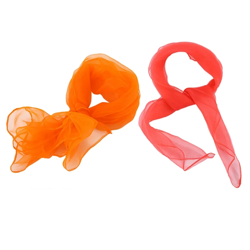 

2 Pcs Lovely Fashion Plain Square Chiffon Neck Scarf Head Scarves 70 Cm X 70Cm, Orange & Watermelon Red