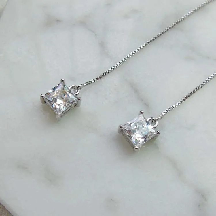 Новинка 2019 яркие квадратные Искусственные серьги из циркония длинные модные