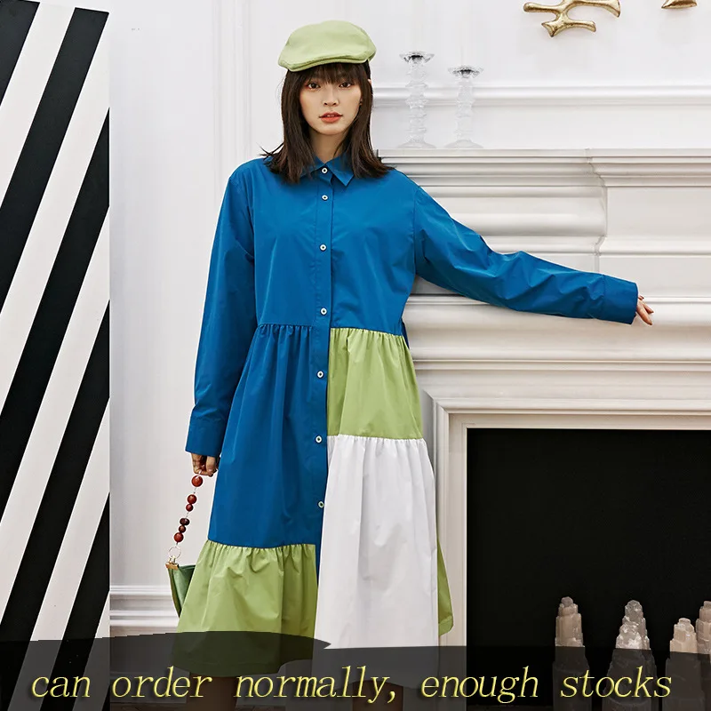 LANMREM может отправить популярный цвет пэчворк рубашка Стиль платья для женщин