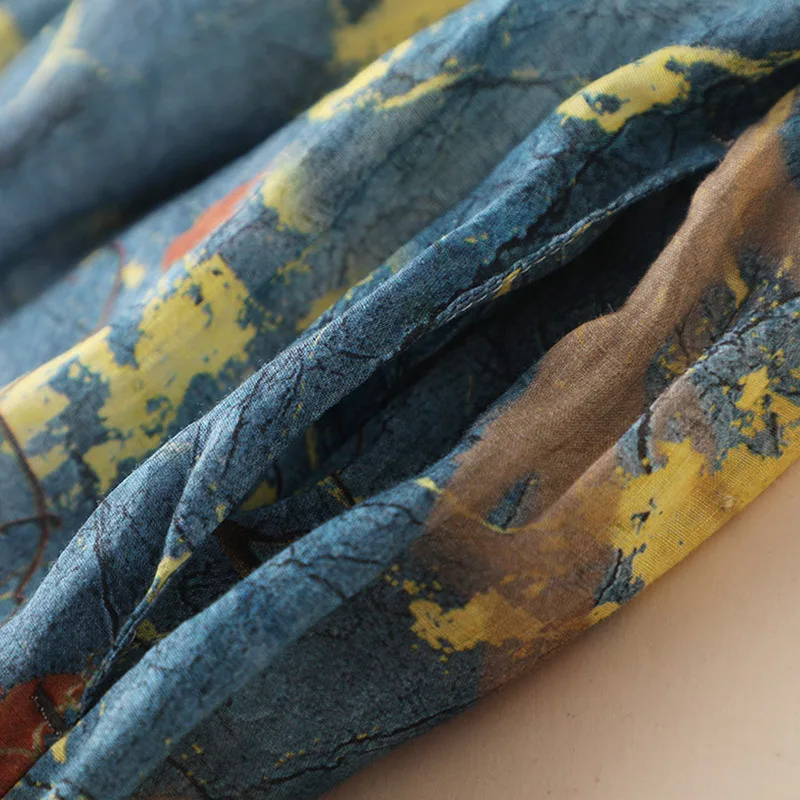 

SHUCHAN RAMIE COTTON Print Woman Skirts Prairie Chic Floral A-Line Mid-Calf Empire Skirts for Women Summer