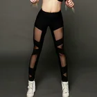 Леггинсы женские сетчатые с высокой талией, дышащие брюки для фитнеса и йоги с эффектом пуш-ап, быстросохнущая спортивная одежда, пикантные штаны для йоги