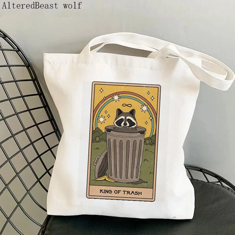 

Women Shopper bag King of Trash Tarot Printed Bag Harajuku Shopping Canvas Shopper Bag girl handbag Tote Shoulder Lady Bag