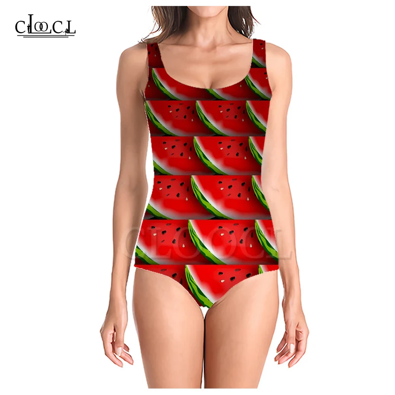 

CLOOCL Newest Fashion Fruit Watermelon 3D Print One-piece Swimwear Women Swimming Bathing Suit Sleeveless Sexy Swimsuit