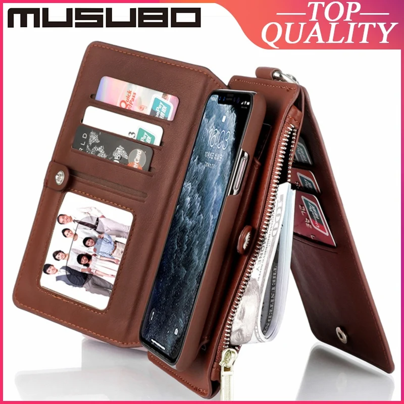 

Musubo Luxury Cases Cover For iPhone 6S Plus 7 8 XS XR 11 Pro Max Genuine Leather Case Card Slot Wallet Casing Funda Coque Capa