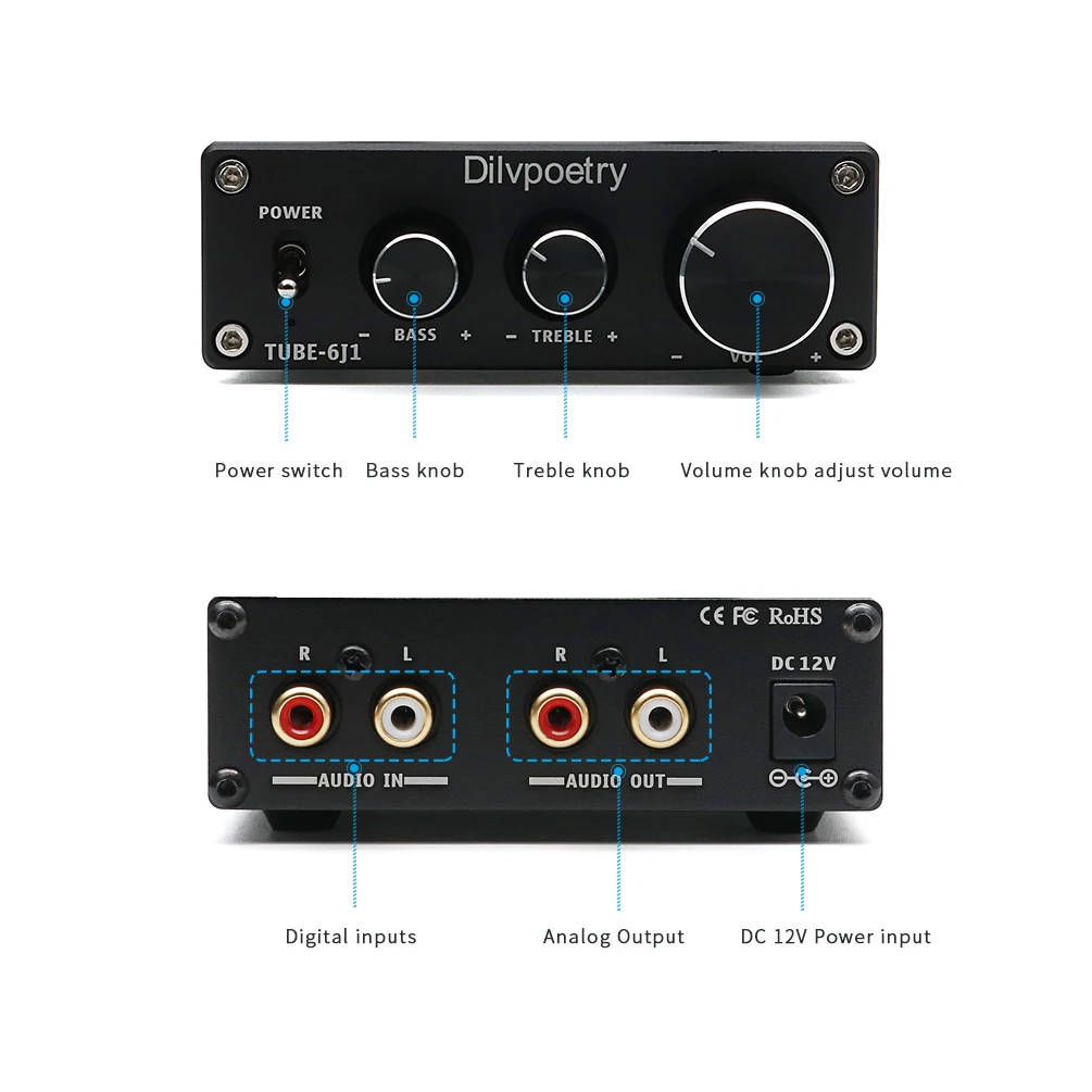 Ламповый ламповый усилитель 6J1 буфер HIFI предварительный высоких басов