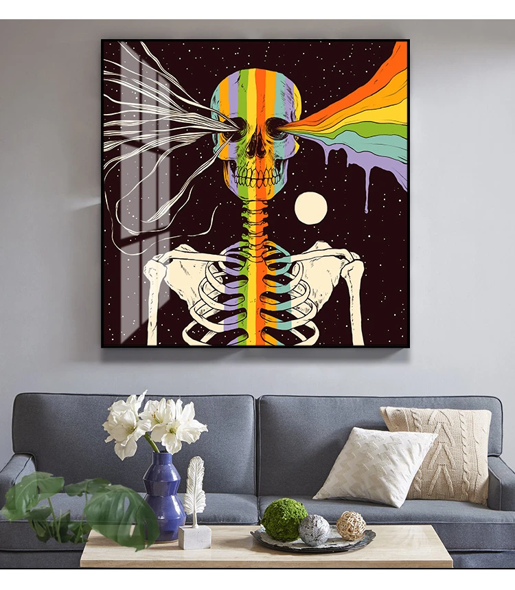 Поп арт акварельный череп настенная Картина на холсте скандинавские постеры и