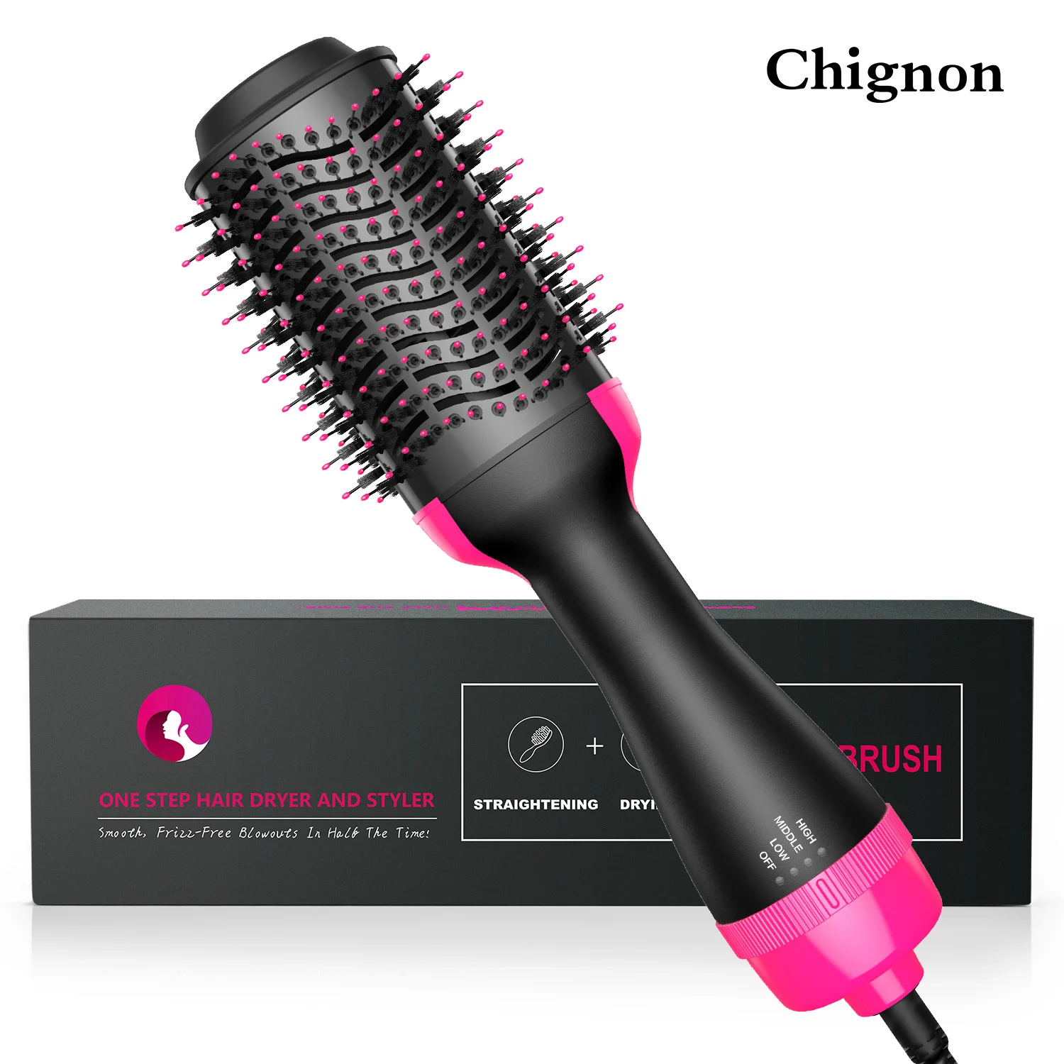 

1000W Hair Dryer Hot Air Brush Styler and Volumizer Hair Straightener Curler Comb Roller One Step Electric Ion Blow Dryer Brush