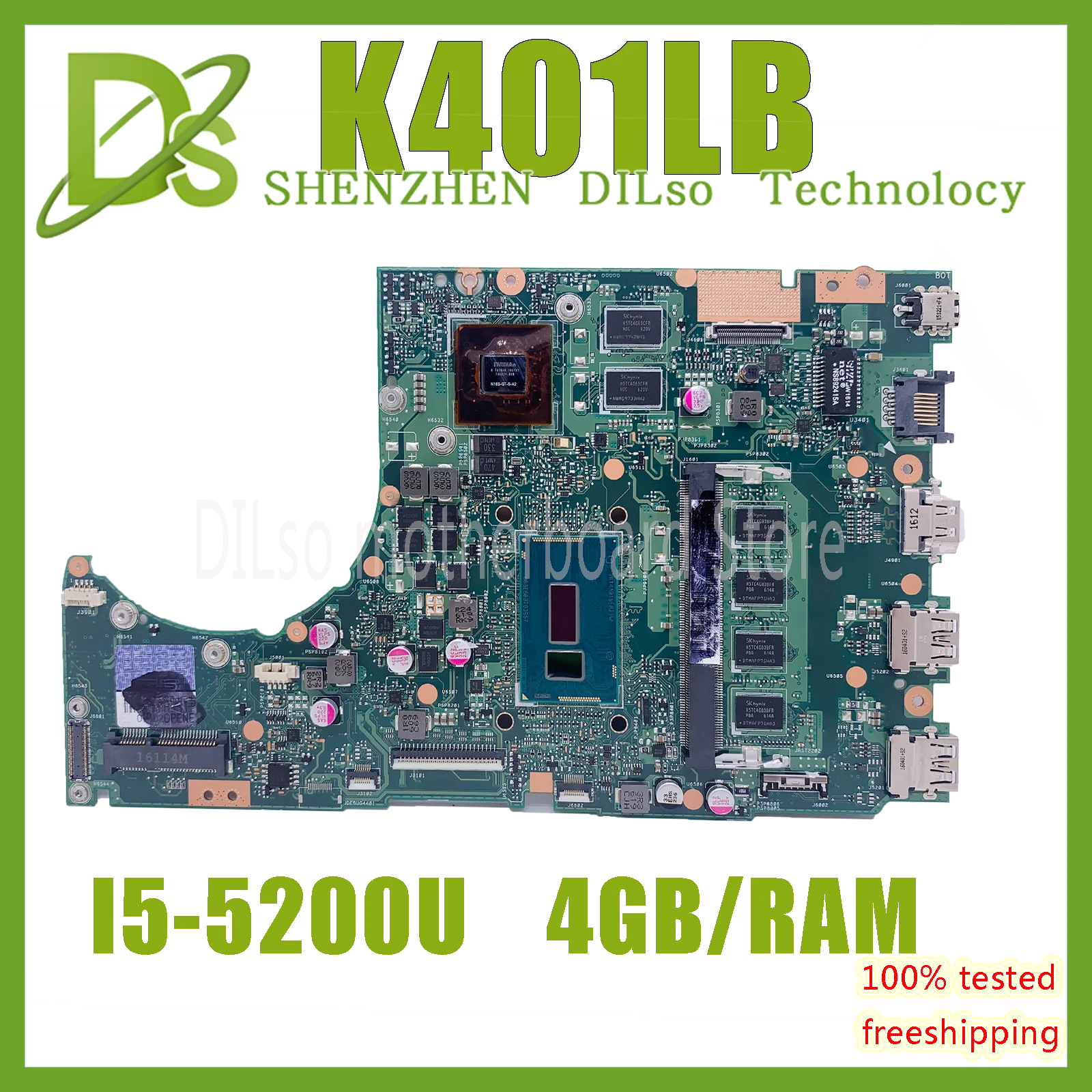 

K401LB оригинальная материнская плата ASUS K401LX K401LB K401L, материнская плата для ноутбука, тест OK CPU I5-5200U GT940M 4 Гб RAM, 100% хорошо работает