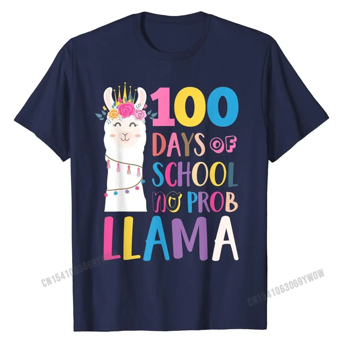 Футболка Happy 100 Days Of School мужская летняя хлопковая с ламой и альпакой
