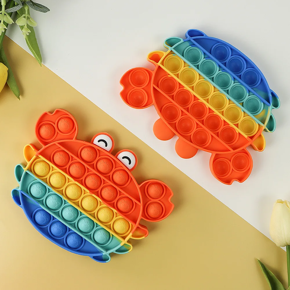 Arco Iris nuevo cangrejo marisco Fidget juguete de burbuja de estr&eacute;s sensorial juguete alivio Anti-estr&eacute;s Simple juego AntistressToys los ni&ntilde;os-3