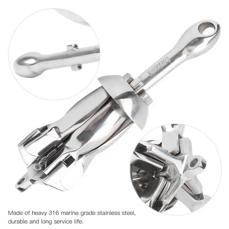 

Folding Anchor Fishing Accessories for Kayak Canoe Boat Marine Sailboat Watercraft 316 Stainless Steel Watercraft Anchor