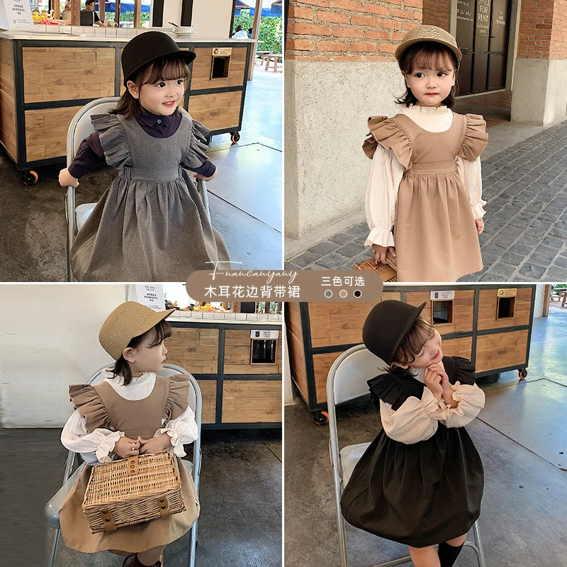 Детское платье новинка 2020 модное однотонное без рукавов с круглым вырезом на