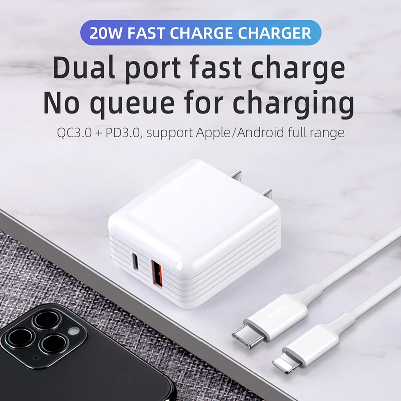 

EU/US Plug 20W PD Fast Charger USB Charger Quick Charge 3.0 For IPhone 12 Pro Max Xioami Huawei Adapter Cargador Carga Rápida