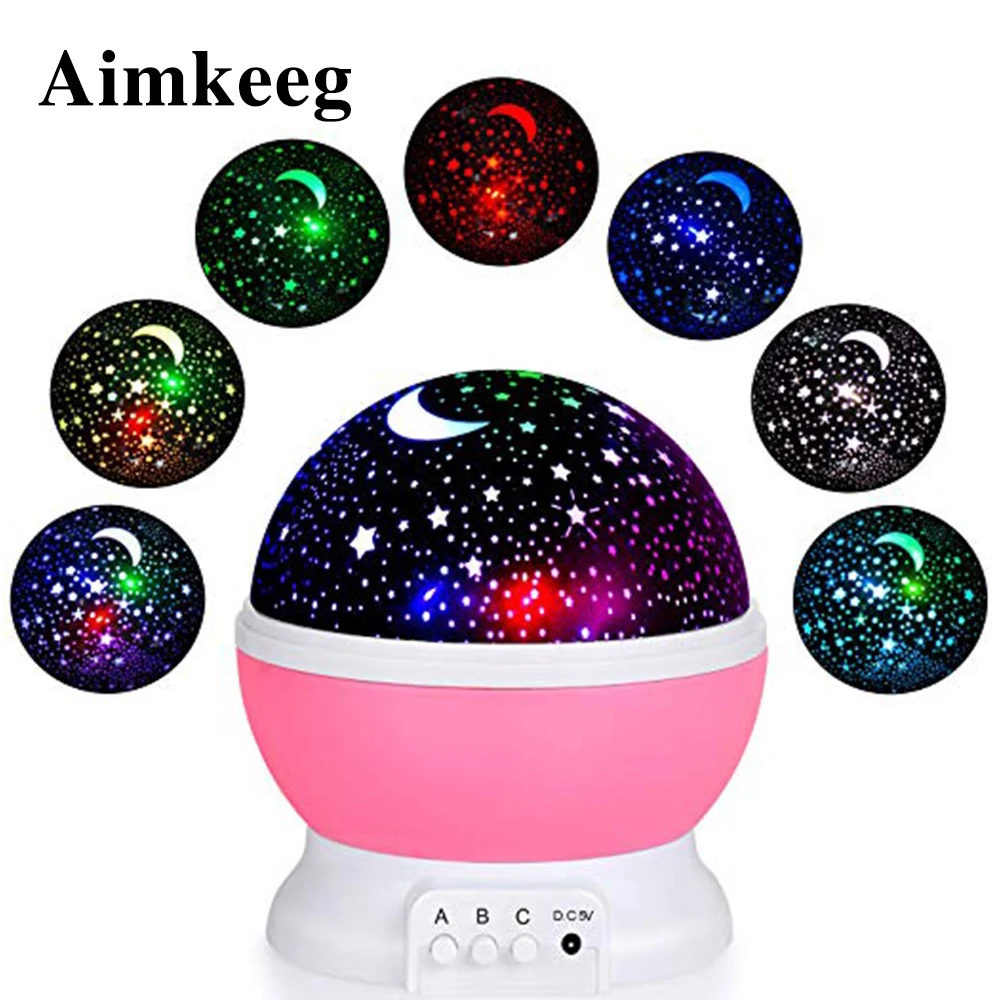 Aimkeeg Красочные звезд звездное небо Светодиодный Ночник проектор Луна лампы