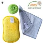 Набор для уборки дома из 3 предметов, Губка из микрофибры с нано-стальной шерстью, антипригарное покрытие, бамбуковое волокно, салфетка для посуды, кухонные инструменты