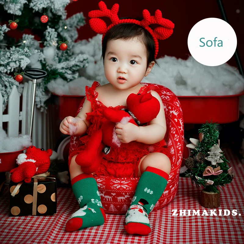 Рождество новорожденный детский диван красное детское сиденье для детской