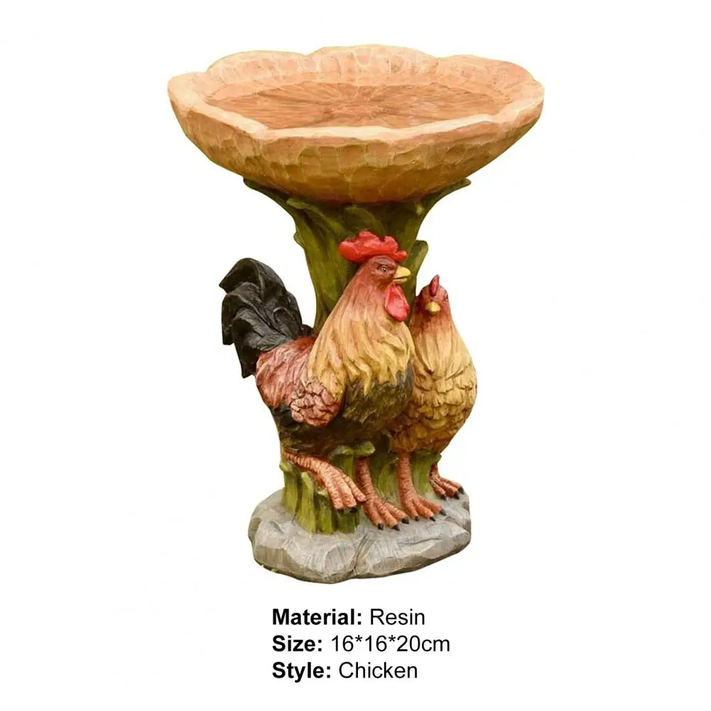 

Home Rooster Statue Animal Collectible Resin Birdbath Ornament Yard Garden Figurine Animal Chickens Sculptures Decor