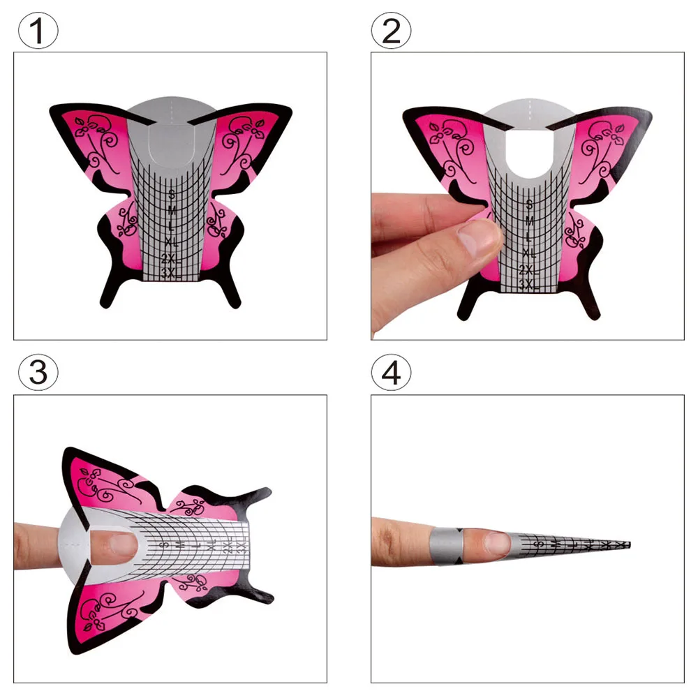 

Nail Form Pink Butterfly Gel Nail Art Tip Extension Guide Tools for Salon Nails Care Tool