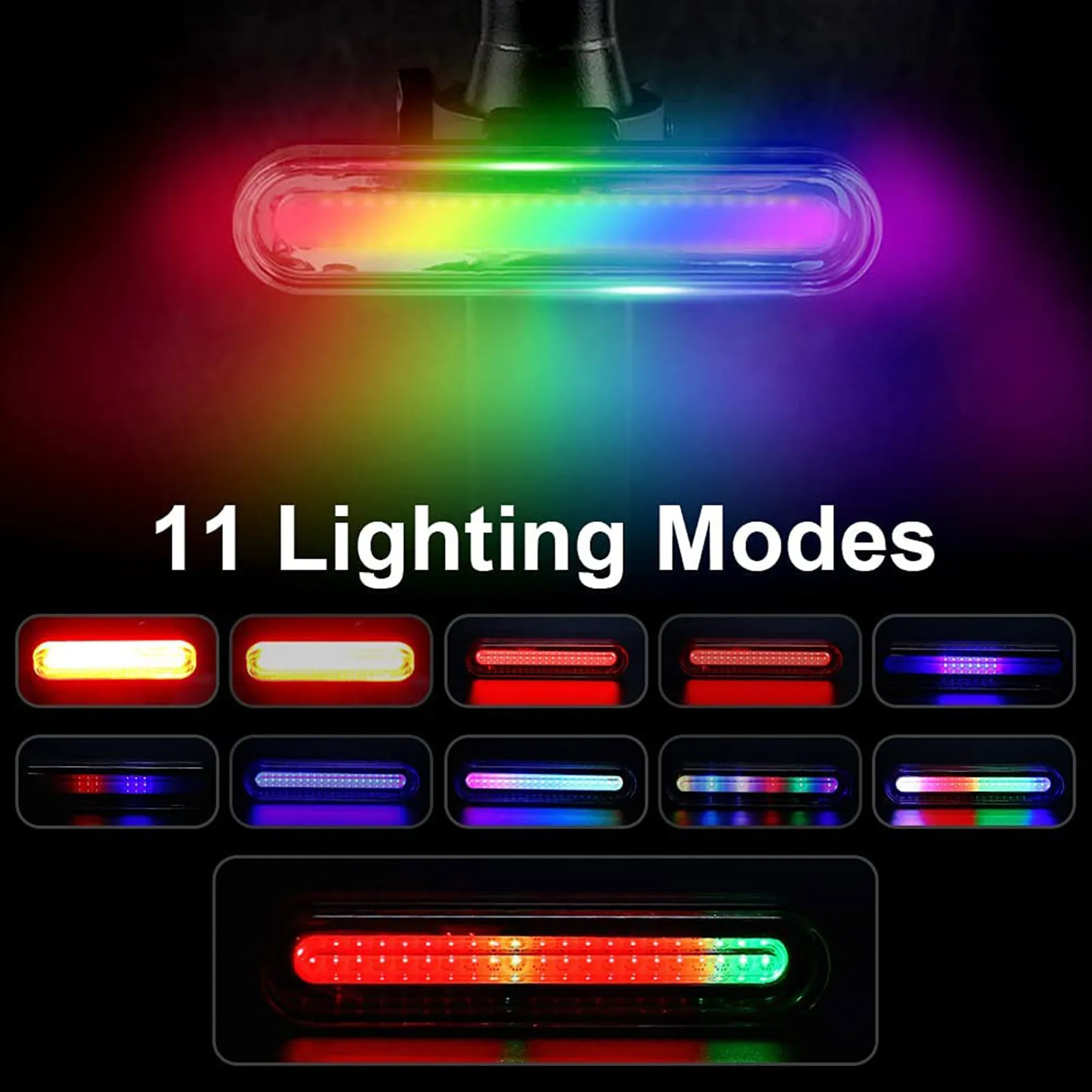 

Светодиодный задний фонарь для велосипеда, водонепроницаемый автоматический светильник дукционный фонарь, зарядка через USB, 11 режимов осве...