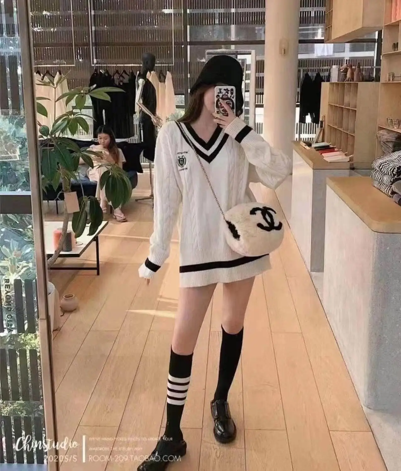 

Knit Sweater Long Sleeve V-necked Preppy Style Japan Harajuku Knitting Winter Loose Oversized Women Jumper Wholesale Mujer P35