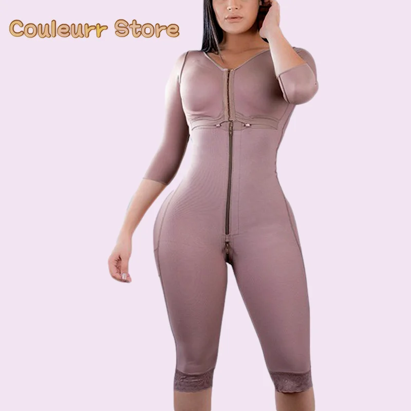 

Fajas Shapewear Women's Underwear Full Body Shaper Women Long Sleeve Pants Tummy Control Breast Support Zipper Waist Trainer