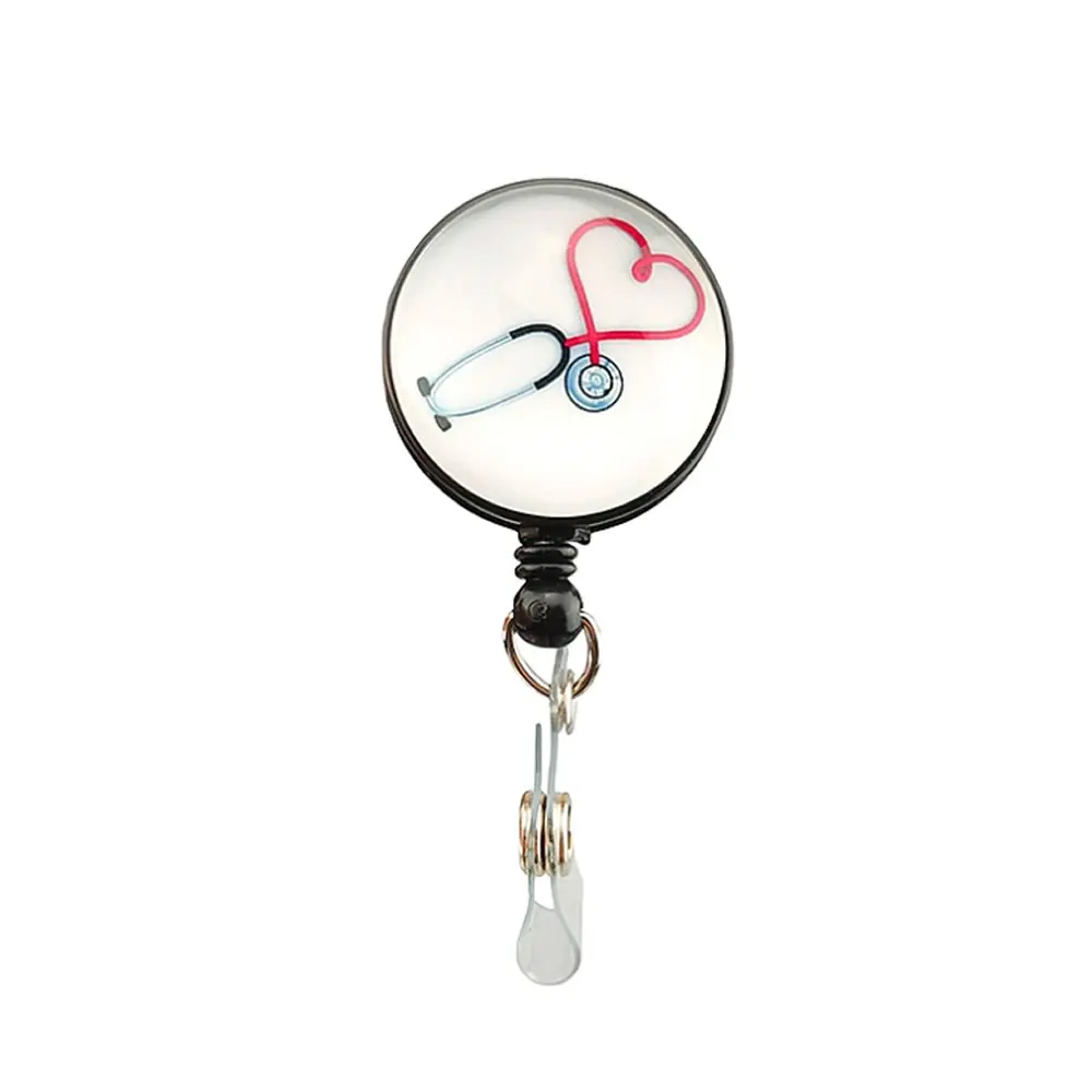 

2PCS Stethoscope Retractable Badge Holder Red Heart Badge Reels With Swivel Alligator Clip Office Nurse Accessories Stationery